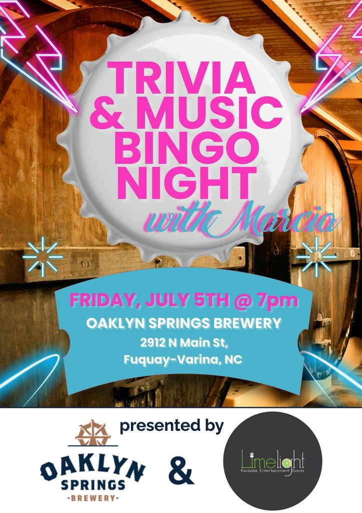 Experience the unique Trivia and Music Bingo night with Marcila at Oaklyn Springs Brewery.